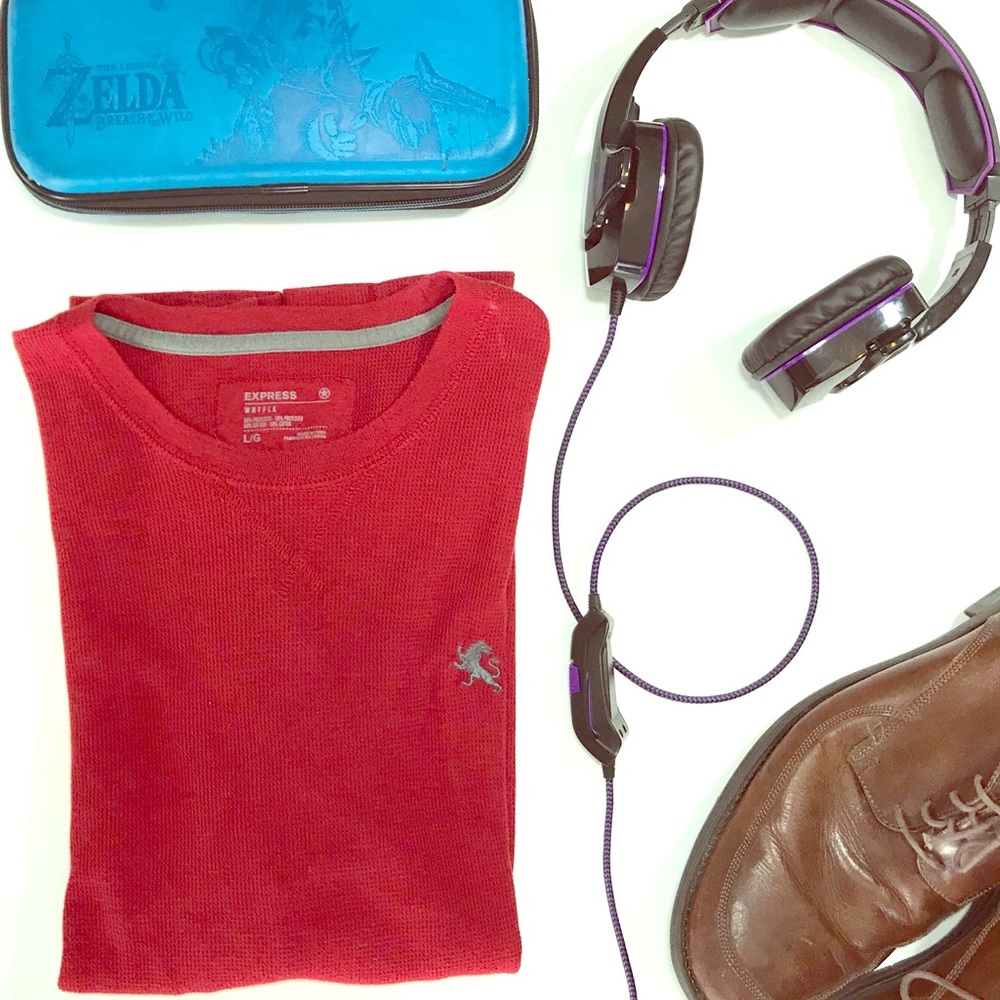 Red Express Waffle Pullover Henley